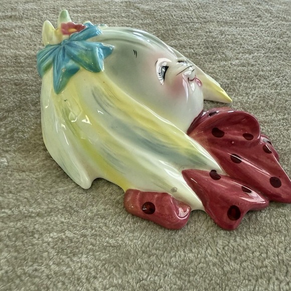 RARE HTF Vintage Lefton Mr. & Mrs. Toodles Maltese Wall Pockets - Picture 12 of 12